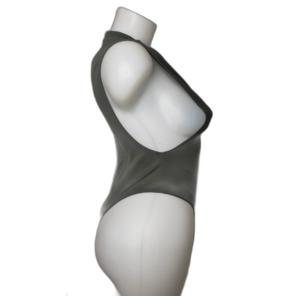 MAD RAG Olive Green Open Sides Sleeveless Thong Bodysuit Womens Size Medium - Picture 4 of 7
